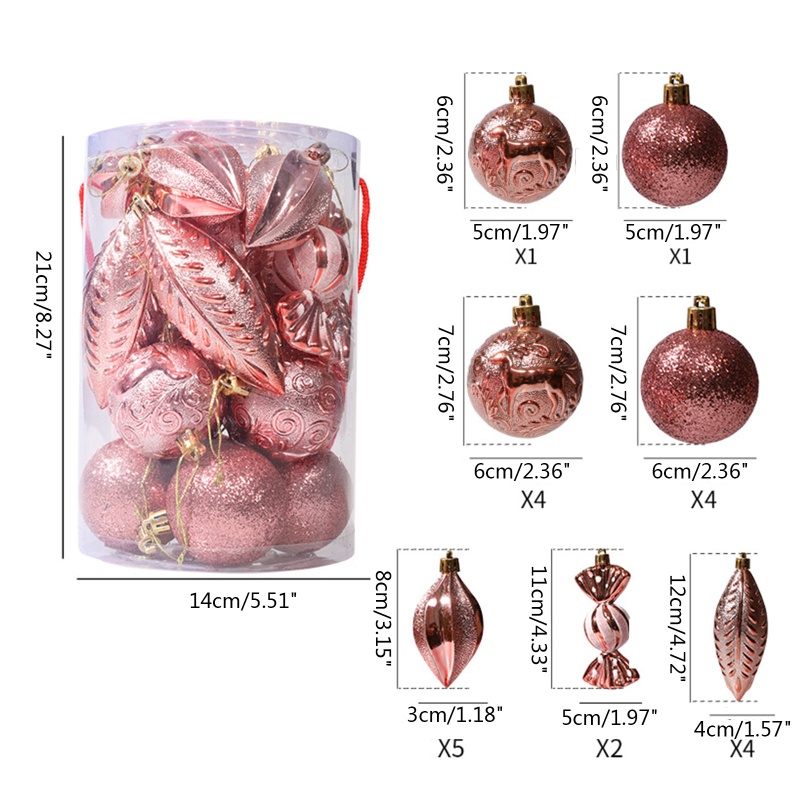 Hộp 21 Trái Châu Trang Trí Cây Thông Noel