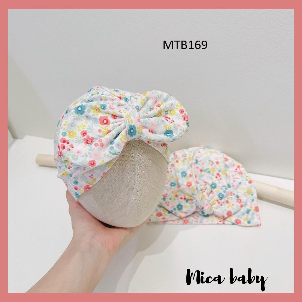 Mũ turban chất cotton họa tiết hoa nhí sắc màu dễ thương cho bé gái MTB169 Mica Baby