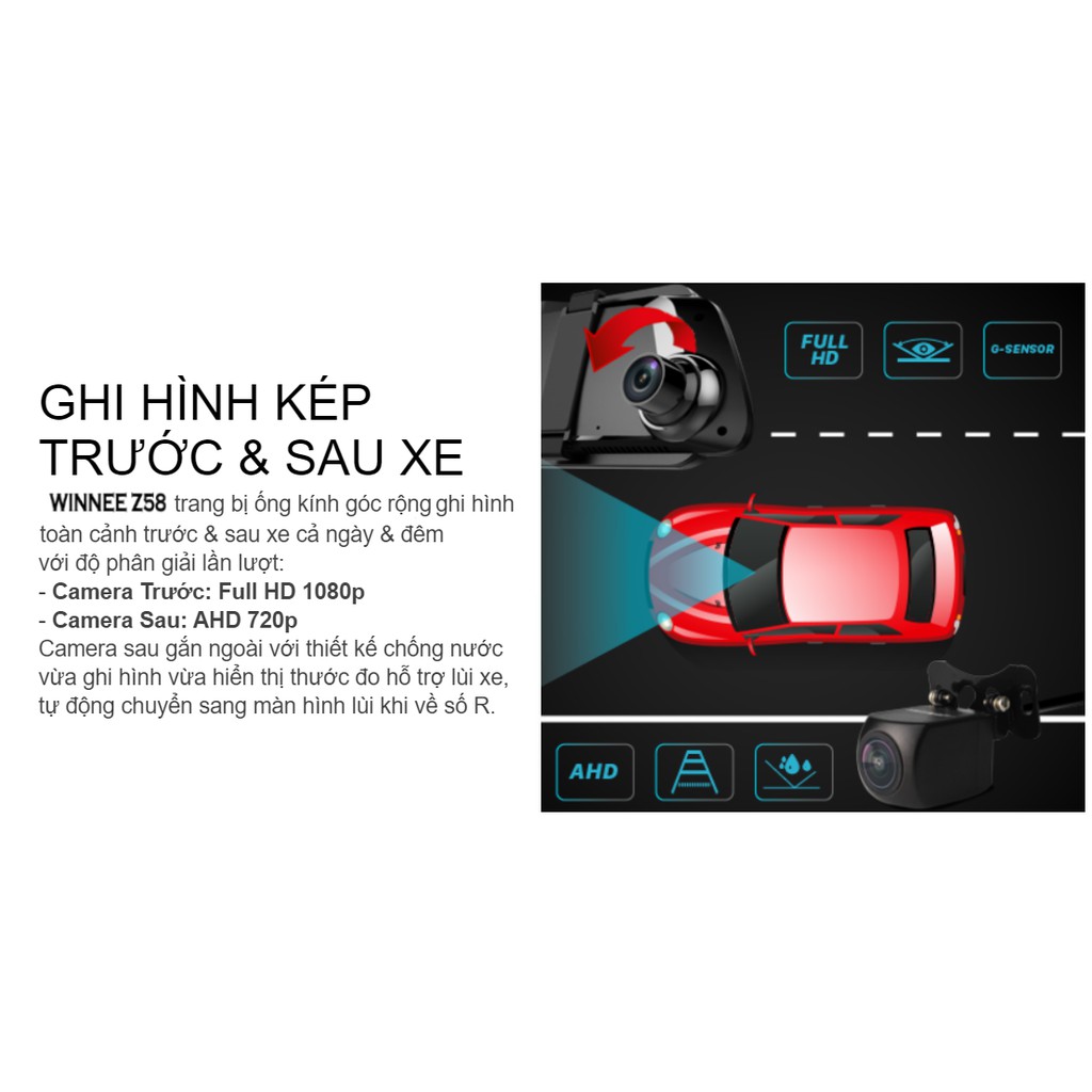 Camera hành trình Winnee Android 4G, Wifi, GPS Gương Z58