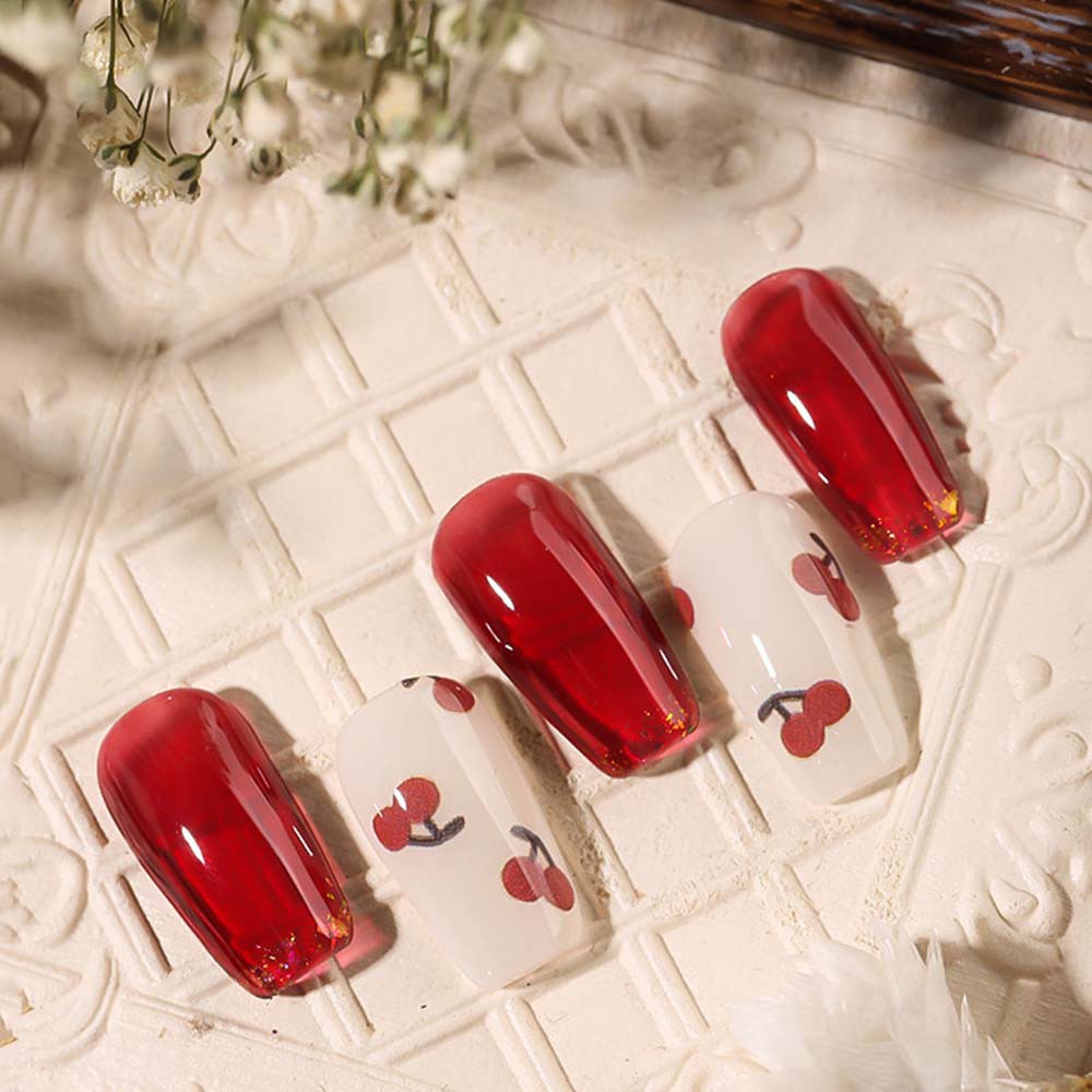 (Hàng Mới Về) Nhãn Dán Trang Trí Móng Tay Hình Quả Cherry Đáng Yêu Diy