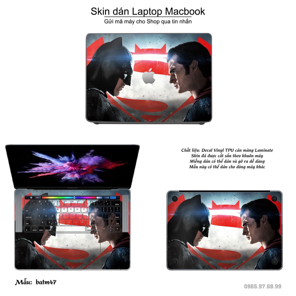 Skin dán Macbook mẫu người dơi (đã cắt sẵn, inbox mã máy cho shop)