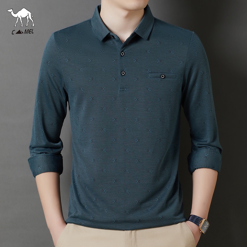 Áo thun POLO tay dài cổ bẻ chất liệu cotton 3 màu sắc thời trang cho nam giới