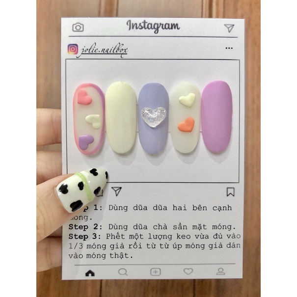 NAILBOX - Móng up thiết kế mẫu trái tim ( inb shop để shop hd cách đo size móng ạ )