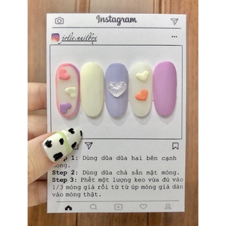 NAILBOX - Móng up thiết kế mẫu trái tim ( inb shop để shop hd cách đo size móng ạ )