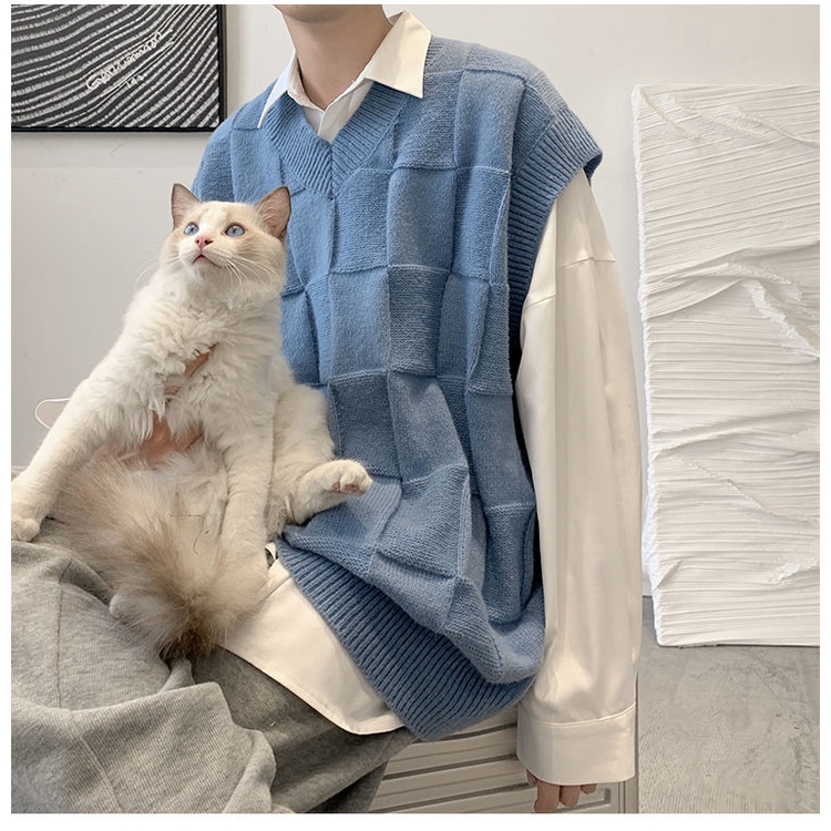 Áo Sweater Sát Nách Dáng Rộng Dày Dặn Ấm Áp Cho Nam Mùa Đông