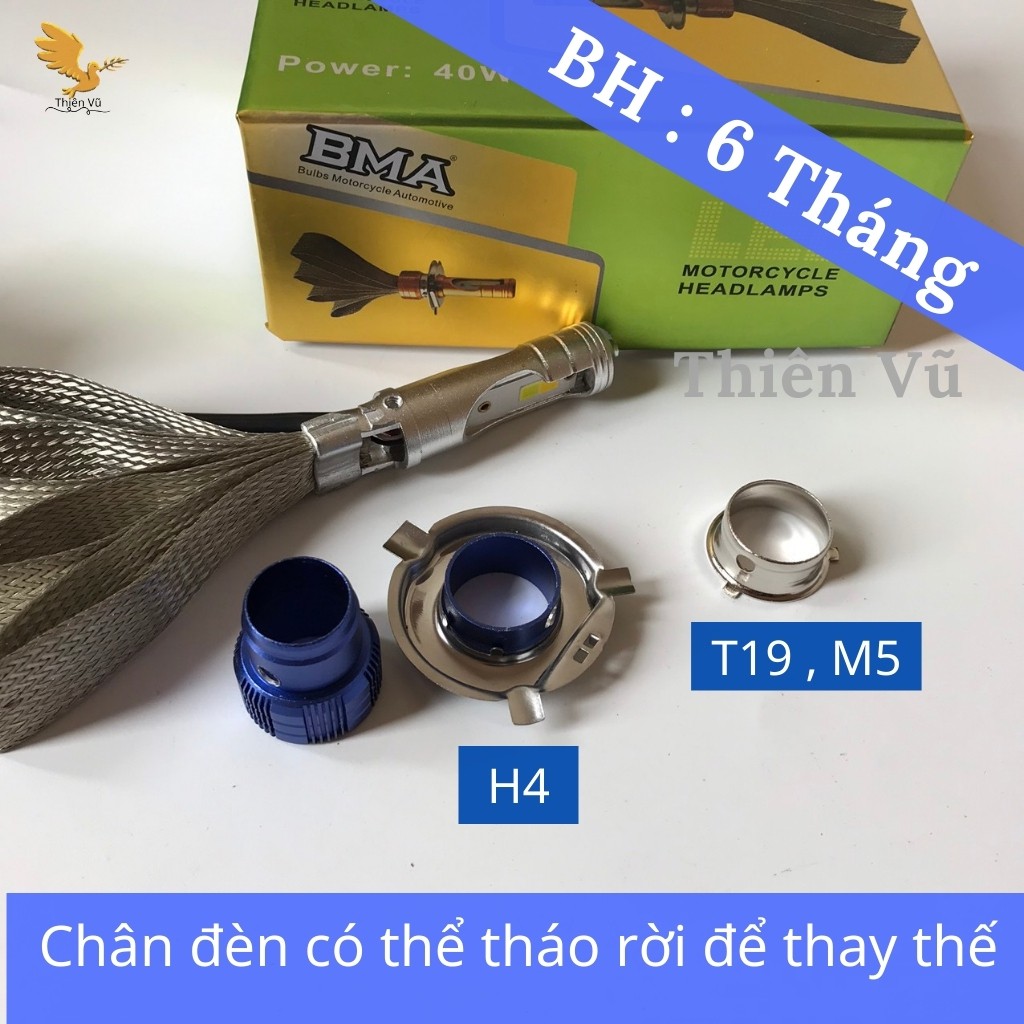 Đèn Pha Led Cos Vàng Pha Trắng 40w Siêu Sáng Chính Hãng BMA Chân H4 ,T19 ,M5, Bảo Hành 6 Tháng