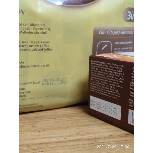 Combo L7 50 gói cà phê hòa tan và 12 gói capuccino