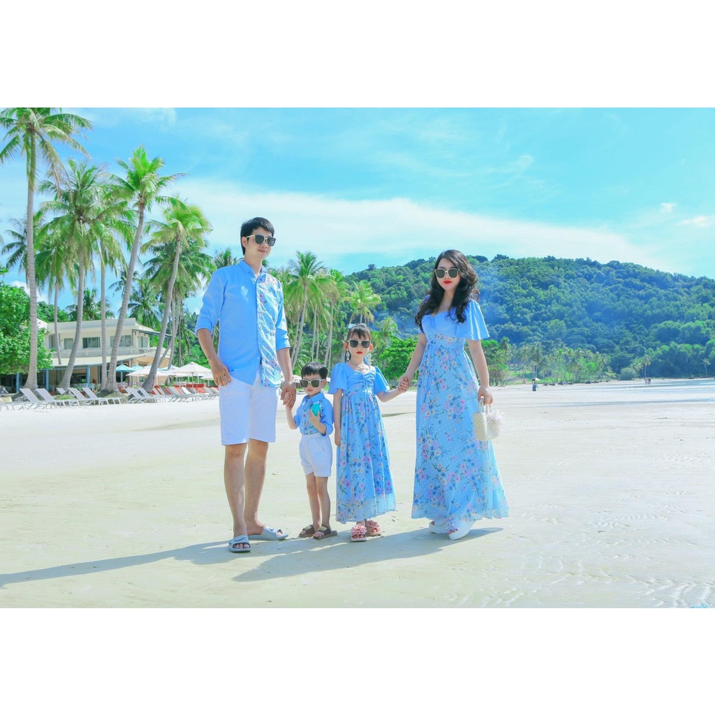 BIGSIZE - Set đồ gia đình, đồ đôi thiết kế cao cấp đi biển linen cam xòe siêu xinh, Forever Couple Store