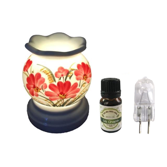 Combo tinh dầu sả chanh IAT 10ml Đèn xông tinh dầu điện MNB (Ghi chú mã)