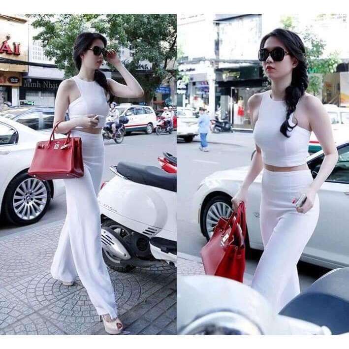 Áo quần Ngọc Trinh kiểu áo croptop quần suông VL27