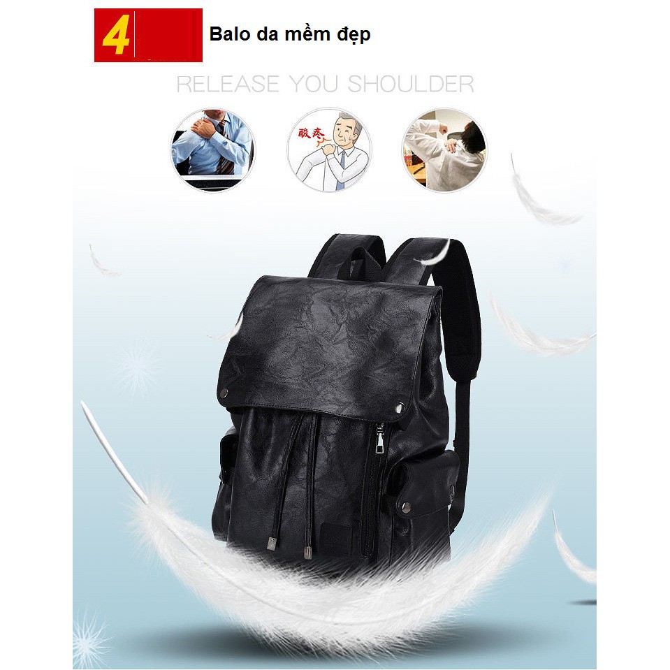 Balo da nam thời trang, balo nam chất da dày đẹp, vừa laptop 15,6inch phù hợp đi làm, đi học