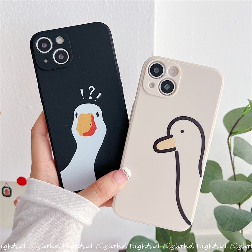 Ốp Điện Thoại Silicon Mềm Chống Sốc Hình Đầu Vịt Cho iPhone 13 12 11 Pro Max X XR Xs Max 6 7 8 Plus SE 2020