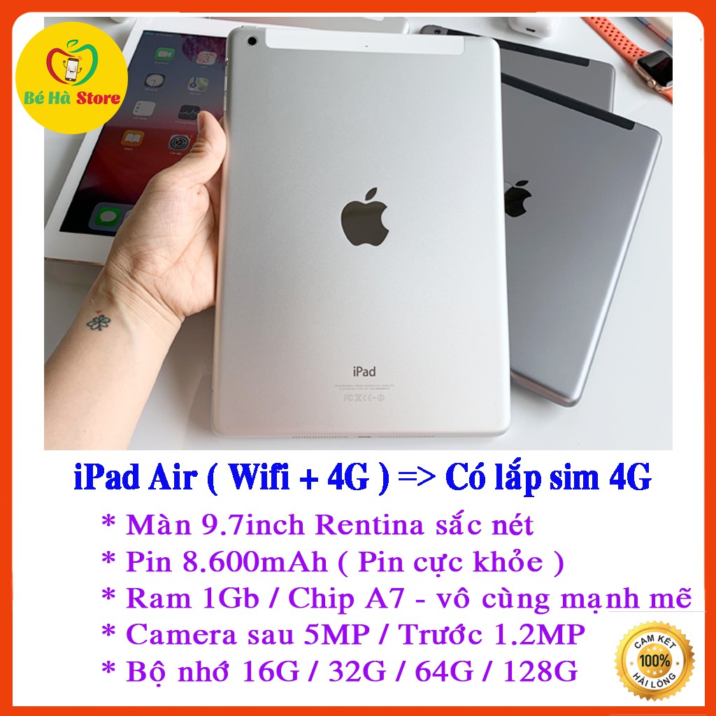 Máy Tính Bảng iPad Air 1 (Wifi + 4G) 16/ 32/ 64Gb Chính Hãng - Mới 99% - Màn Rentina đẹp - Tặng bao da | BigBuy360 - bigbuy360.vn