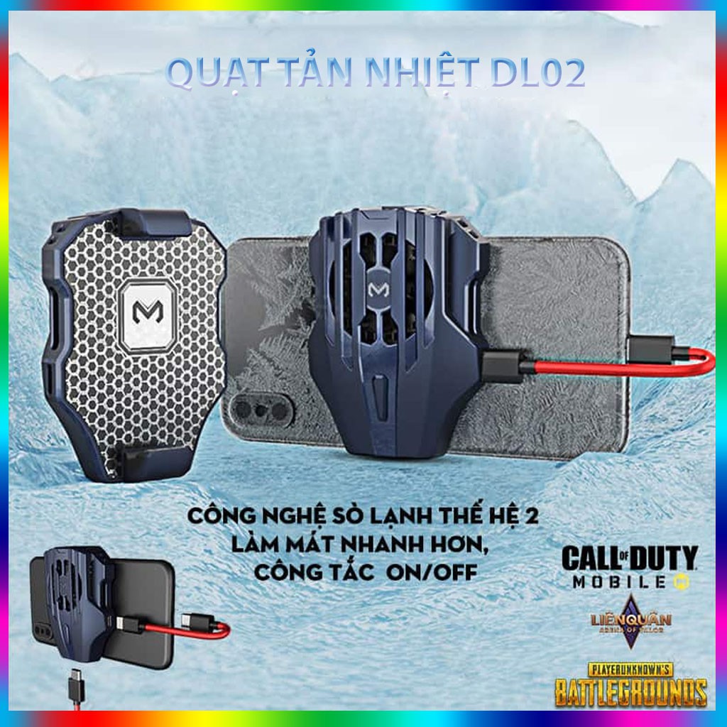 Quạt tản nhiệt gaming sò lạnh siêu mát Memo DL02 cho điện thoại có nút bật tặng kèm dây sạc Type c-Xgamingstore-dc4481