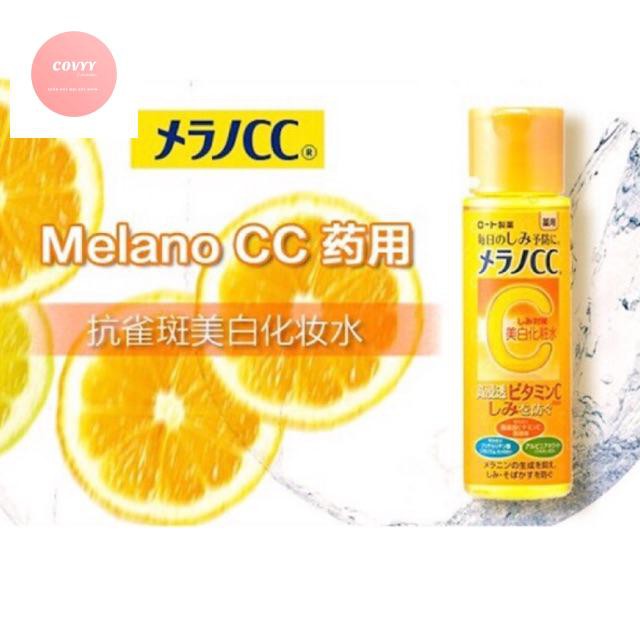 Toner Melano CC Vitamin C dưỡng ẩm trắng da mờ thâm.