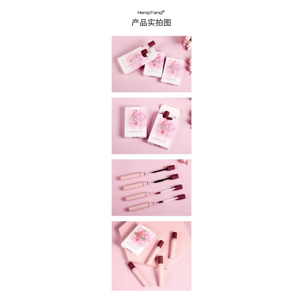 Set 4 món HENG FANG PRO LIGHT Beauty hình điếu thuốc ( 2 son kem + kẻ mắt + mascara ) | BigBuy360 - bigbuy360.vn