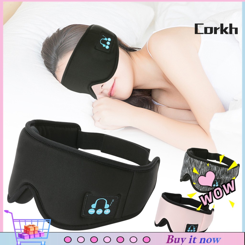 corkh Wireless Bluetooth 5.0 Headset Music Sleep Aid Shading 3D Soft Sleep Eye Cover