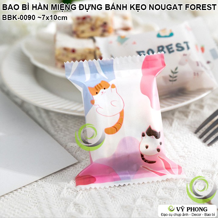 BAO BÌ TÚI NHỰA HÀN MIỆNG 7x10cm ĐỰNG BÁNH KẸO NOUGAT ĐẬU PHỘNG PHONG CÁCH HÀN QUỐC FOREST BBK-0090