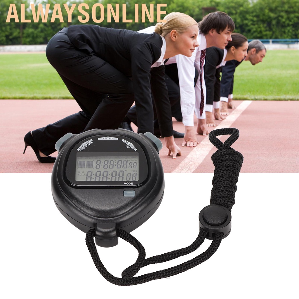 Alwaysonline Multifunctional Electronic Stopwatch Sport Timer Counter Running Black