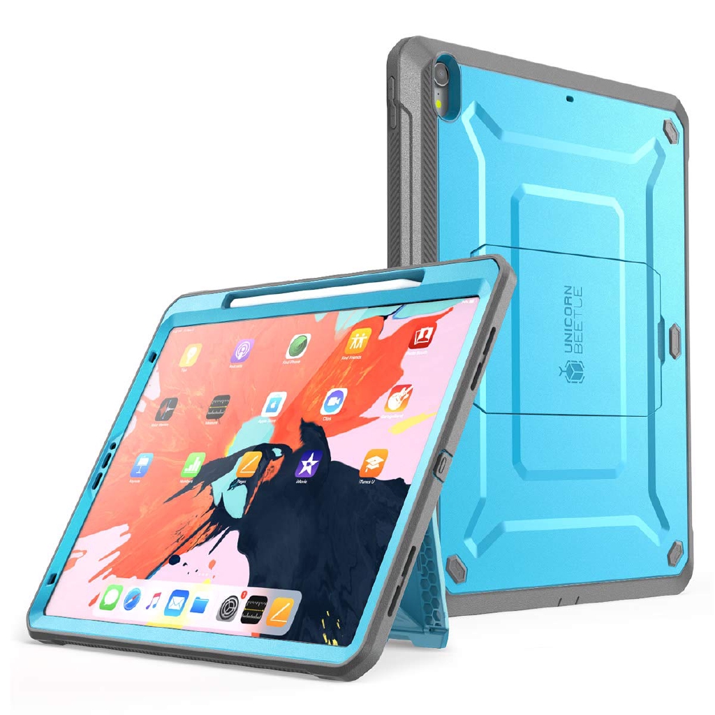 Ốp máy tính bảng SUPCASE màu xanh dương dòng UB Pro với bảo vệ màn hình tích hợp có giá đỡ cho iPad Pro 12.9 2018