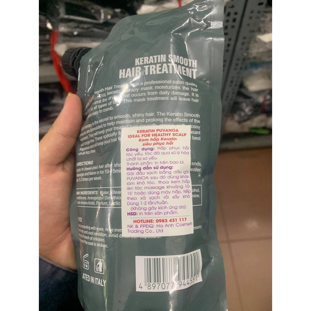 HẤP TÚI COLLAGEN KERATIN PUVANOA SIÊU MỀM MƯỢT 500ML