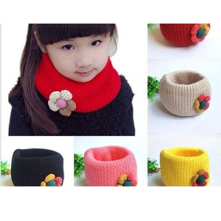 Khăn len ống cổ hoa bé gái