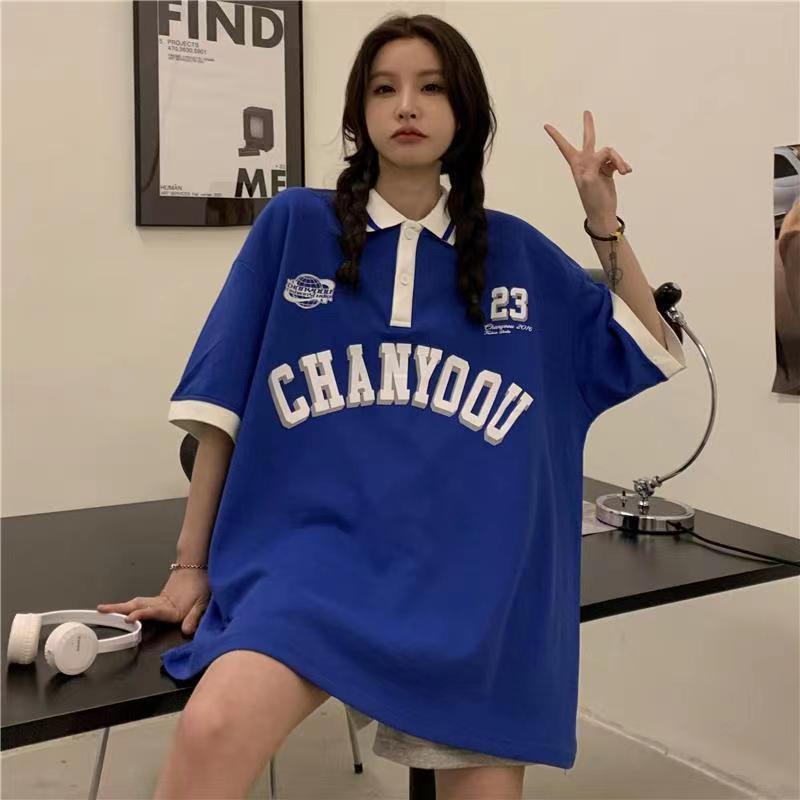 áo polo nam from rộng áo thun nam có cổ phong cách Hàn Quốc áo phông unisex Áo thun áo thun có cổ nữ bông áo phông polo nam thời trang áo polo oversize nam