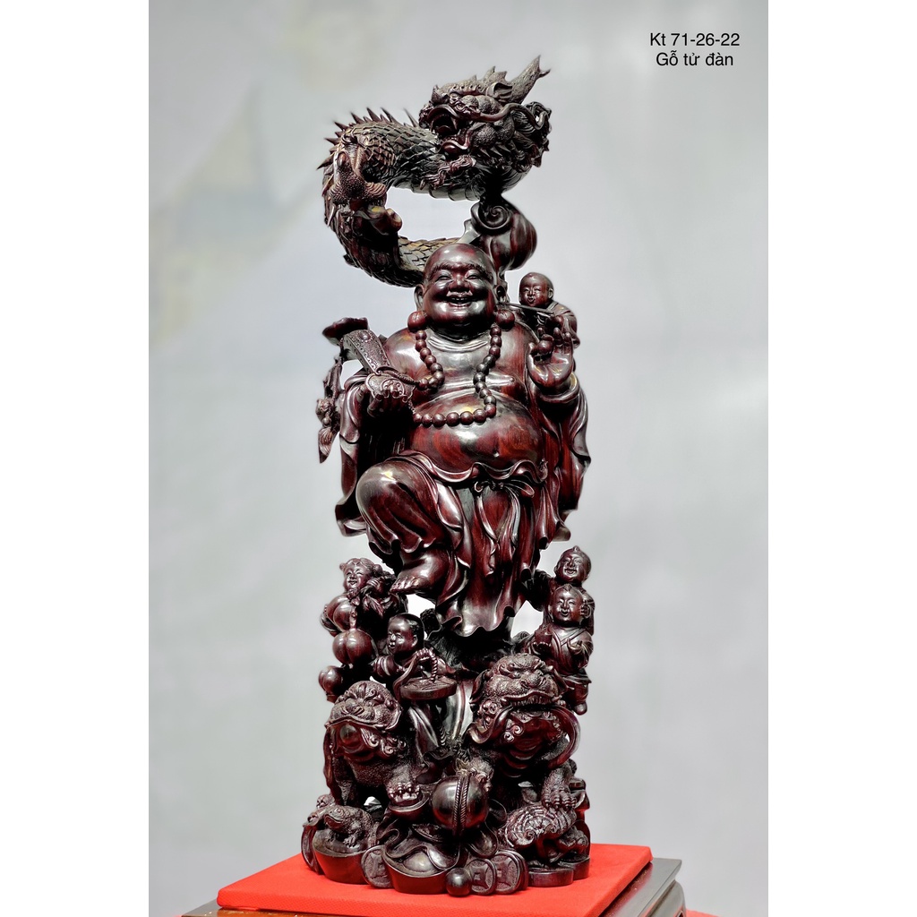 Tượng Di Lặc Ngự Long (Gỗ Tử Đàn)