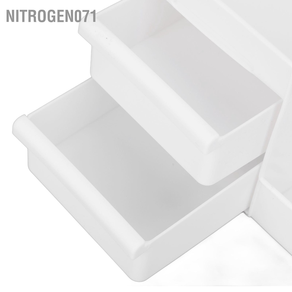 Nitrogen071 Hộp lưu trữ mỹ phẩm để bàn Dung tích lớn Thiết kế ngăn chứa nhỏ màu trắng có kéo