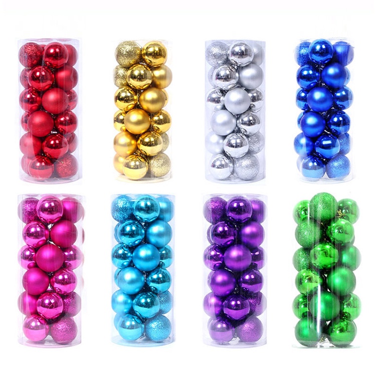 Hộp 24 Quả Châu Loại Đẹp Trang Trí Giáng sinh Size 3/4cm