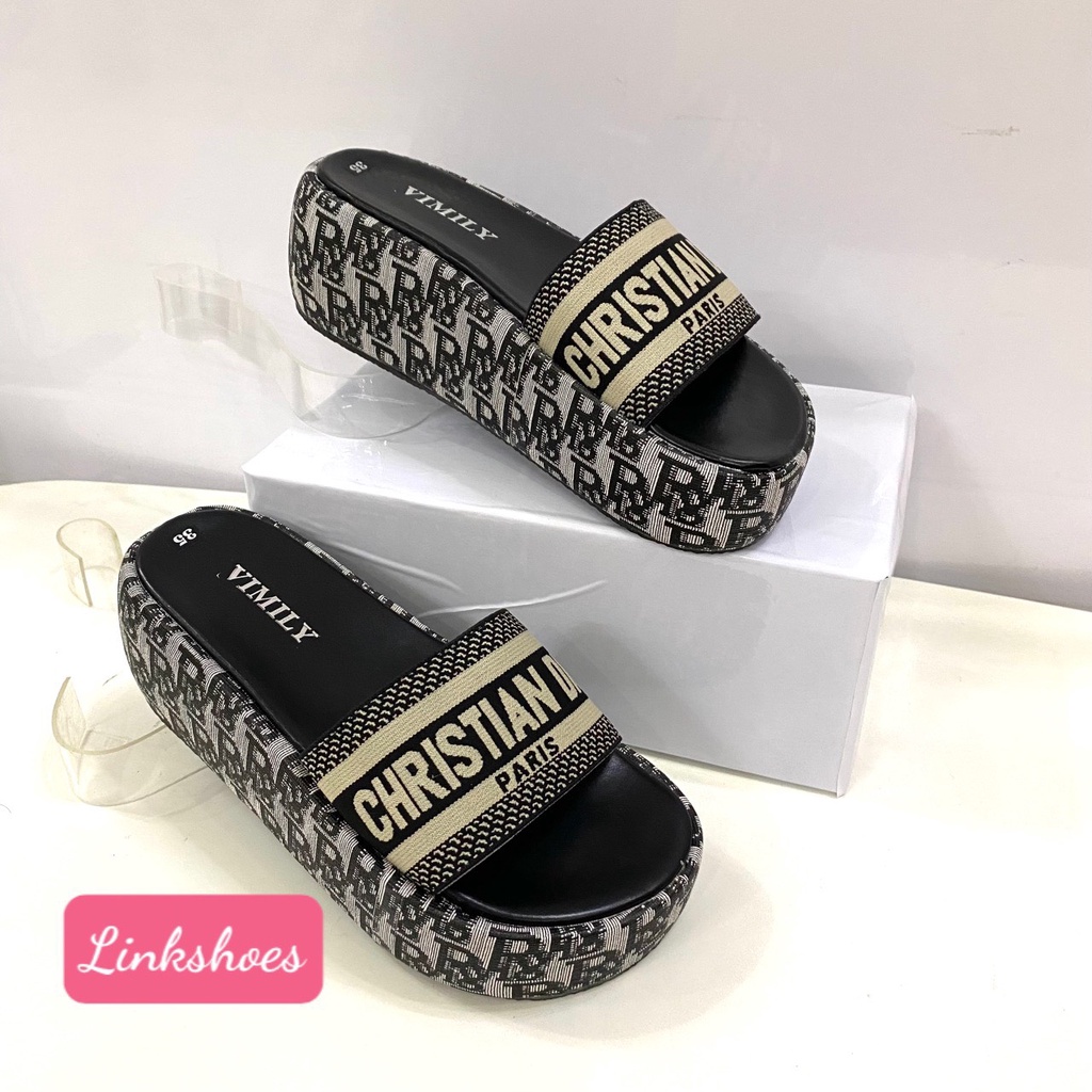 Dép Đế Dày Chống Trượt Thêu Họa Tiết xinh xắn thời trang 3 màu cao 5cm Avu store GV08