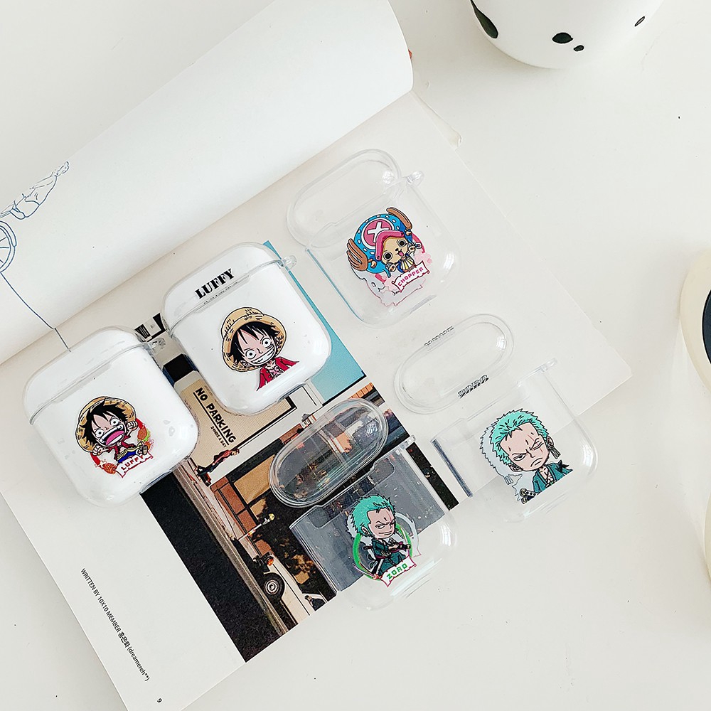 Vỏ bọc silicone chống sốc bảo vệ hộp đựng tai nghe airpods 1/2 in hình hoạt hình One Piece