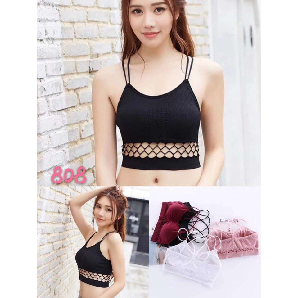 [Mã FAMAYWA giảm 10K đơn 50K] Áo Bra Cotton dây đan chéo AL015