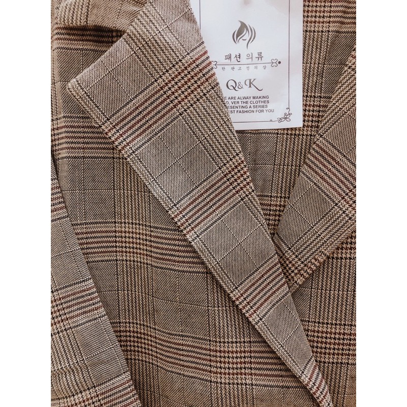 ÁO BLAZER KẺ 1 LỚP NÂU BE QC STYLE ULZZANG HQ (Ảnh thật) | BigBuy360 - bigbuy360.vn