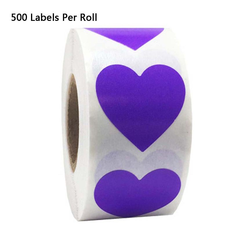 ✿ 500pcs/roll Heart Shaped Love Seal Stickers Scrapbook Gift Packaging Birthday Party Supplies