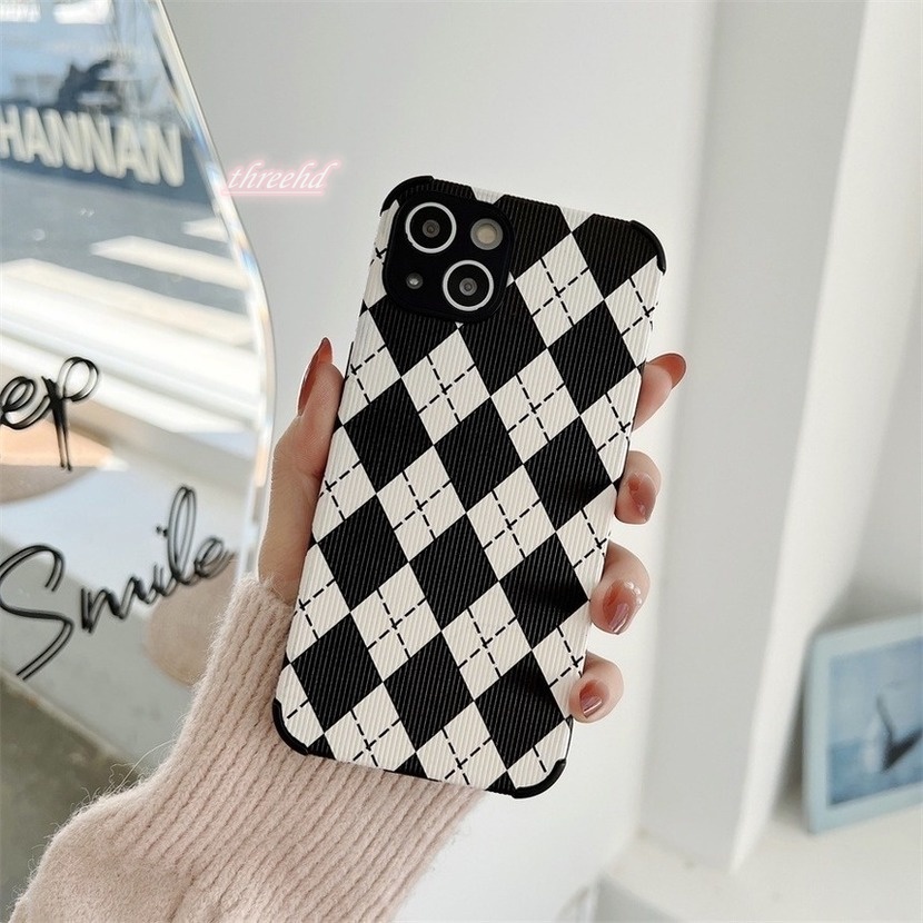 Ốp điện thoại silicon mềm họa tiết sọc caro trắng đen cho iPhone 13 12 11 Pro Max 8 7 6 6s Plus X XS Max XR Mini SE2020
