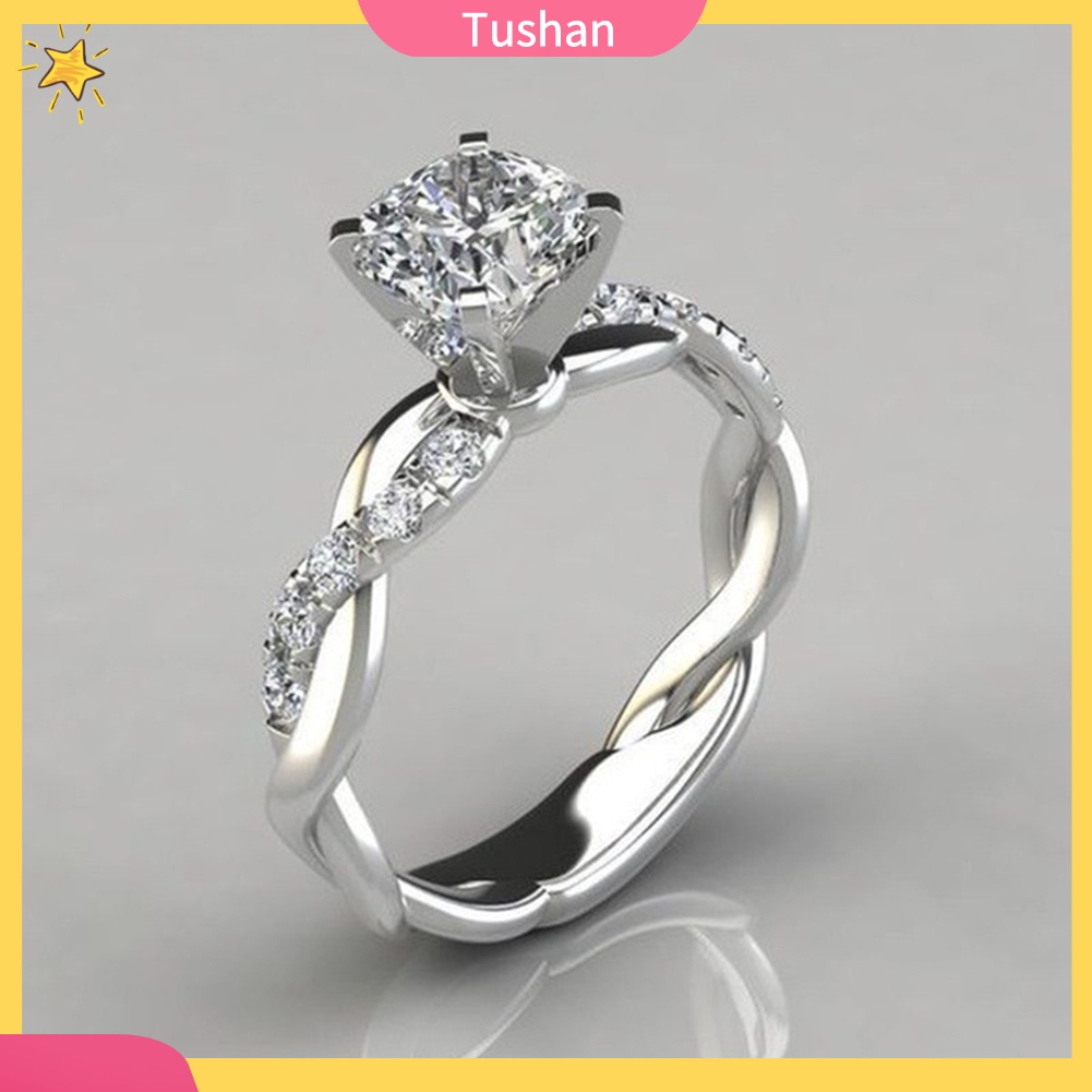 Nhẫn Đính Hôn Đính Đá Zircon Sang Trọng