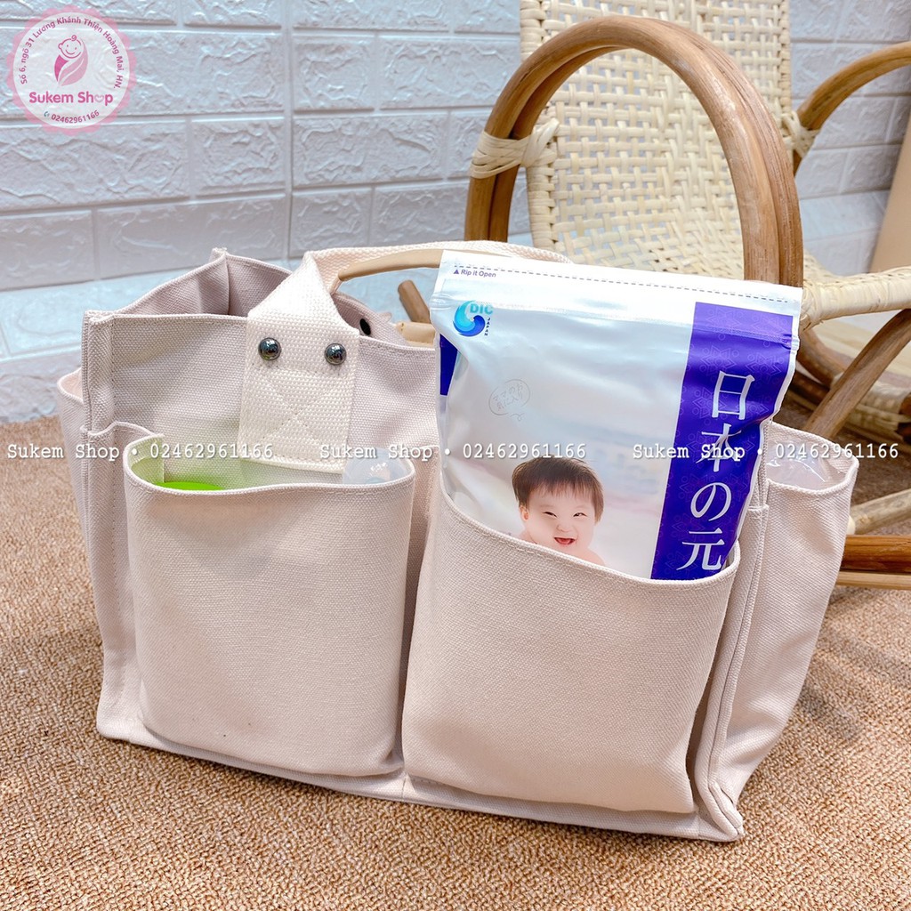 Túi Vải/ Túi Xách Bỉm Sữa Đa Năng Phong Cách Hàn Quốc Nhiều Ngăn, Gọn Gàng, Thời Trang Cho Mẹ