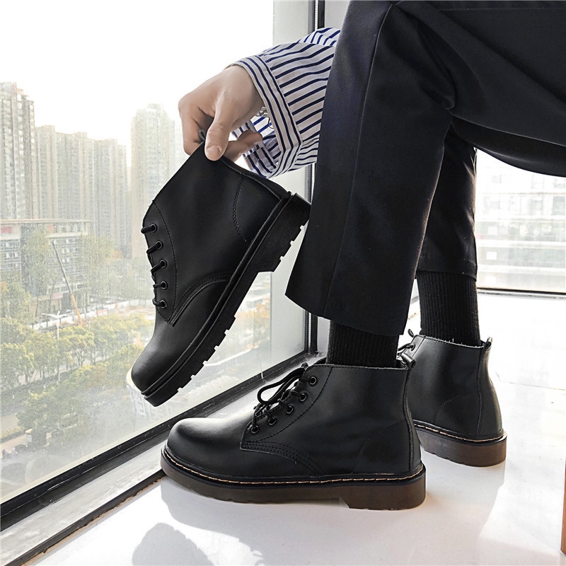 Giày Bốt Martin Da Cổ Cao Size 36-48 Thời Trang Thu Đông Cho Nữ