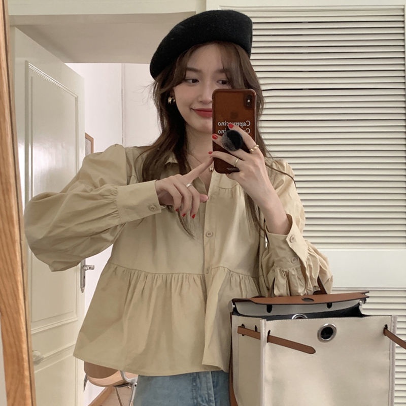 Áo Sơ Mi Tay Dài Dáng Rộng Thiết Kế Mới 2022 Phong Cách Pháp Cho Nữ