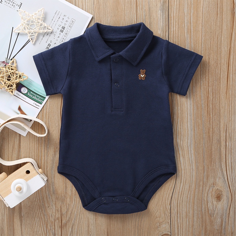 Bộ Áo Liền Quần Bằng Cotton Tay Ngắn Dành Cho Bé Trai 0-12 Tháng Tuổi