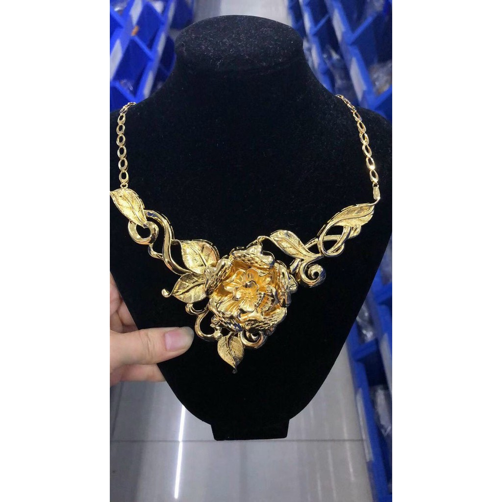 Dây Chuyền Cưới Màu 24k Chạm Hoa Mai - Thiết Kế Chuẩn - Trang Sức Cưới - Bền Màu - Không Dị ứng - Mẫu 3