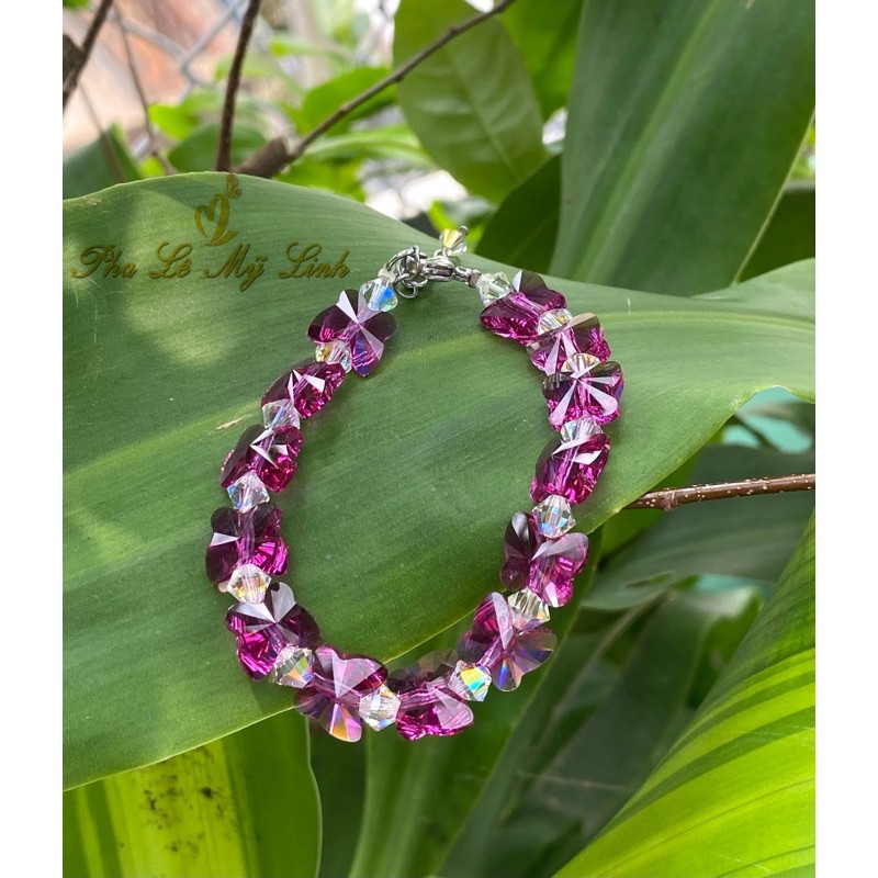 Vòng tay pha lê Swarovski bướm 8mm-10mm