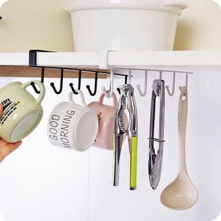 Giá treo đồ kim loại 6 móc cài dưới tủ