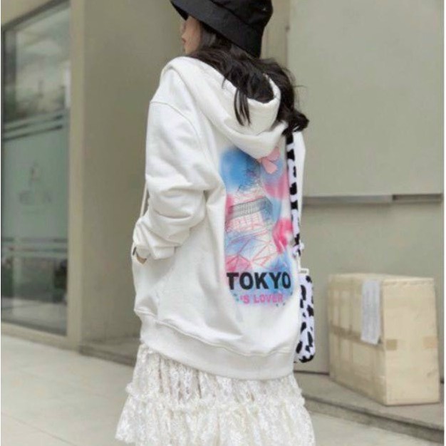 Áo khoác nỉ nữ dây kéo form rộng , áo khoác nỉ nữ in hình họa tiết cá tính  | BigBuy360 - bigbuy360.vn