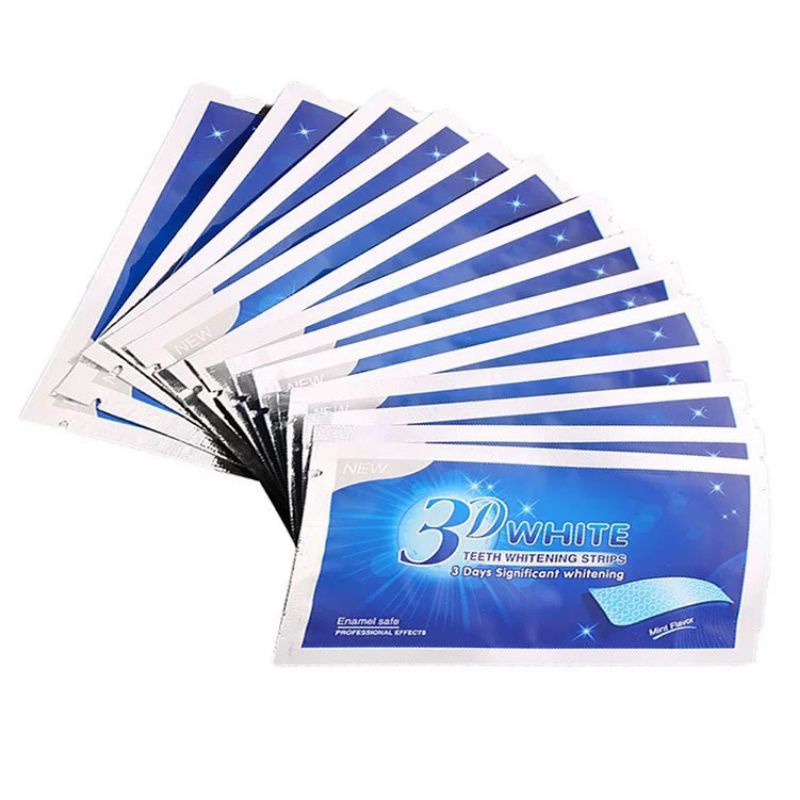 Miếng dán 3D white teeth whitening strips làm trắng răng an toàn và chất lượng