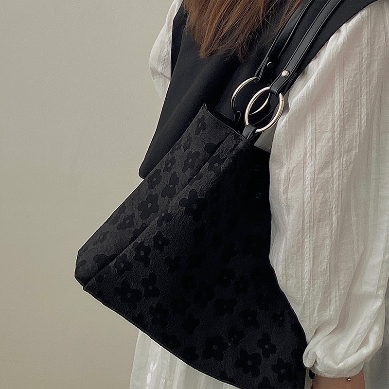 Túi vải Cỡ Lớn Họa Tiết Hoa Hướng Dương Đen 2022 Thời Trang Cho Nữ