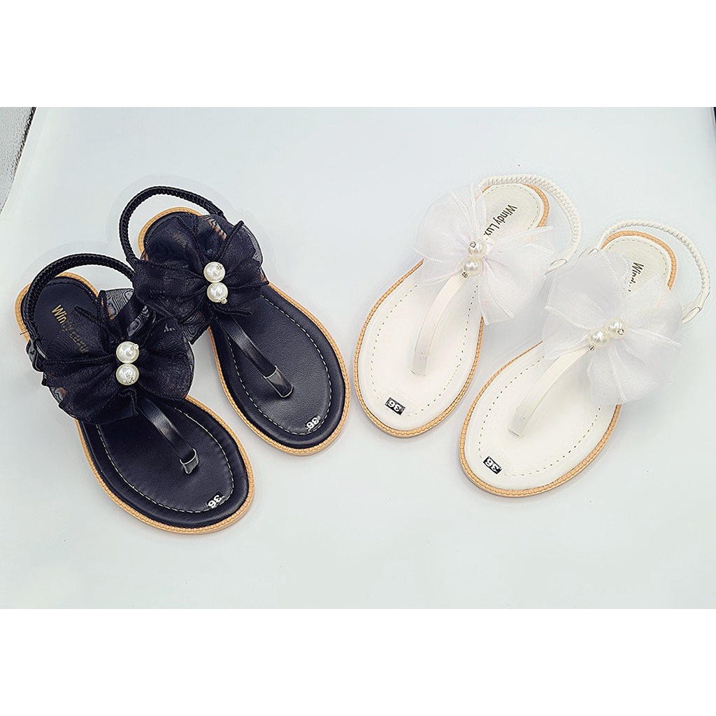 GIÀY SANDAL BỆT ĐÍNH NƠ CÓ HỘT NGỌC XINH XẮN