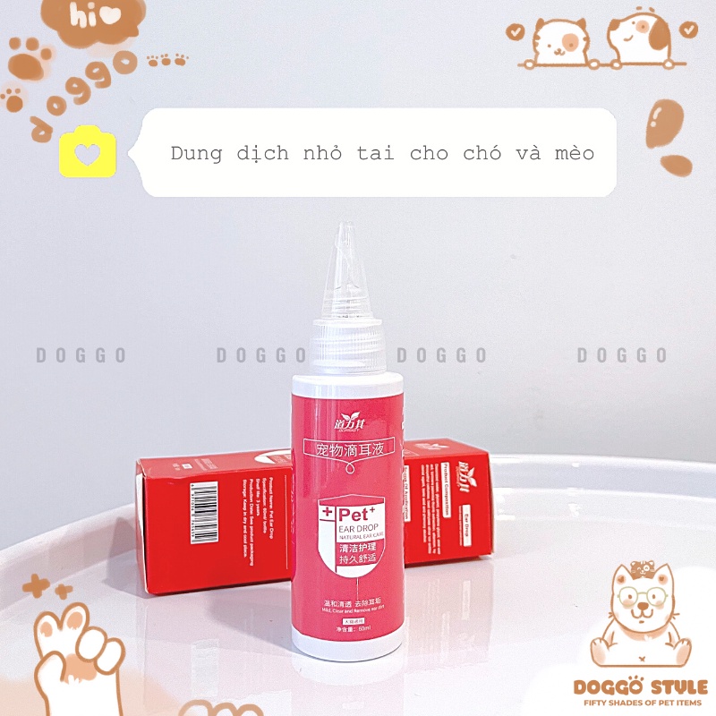 Dung dịch nhỏ tai vệ sinh tránh tình trạng viêm và hôi tai cho chó và mèo Daoliqi 60ml DoggoStyle
