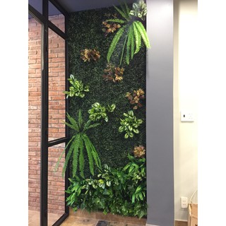 Set cây giả và thảm cỏ treo tường (1m2) làm Tường cây giả trang trí Spa - Cafe - Sự kiện
